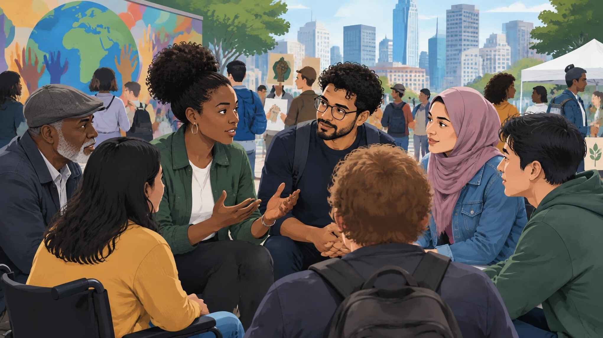 diverse group of people in discussion