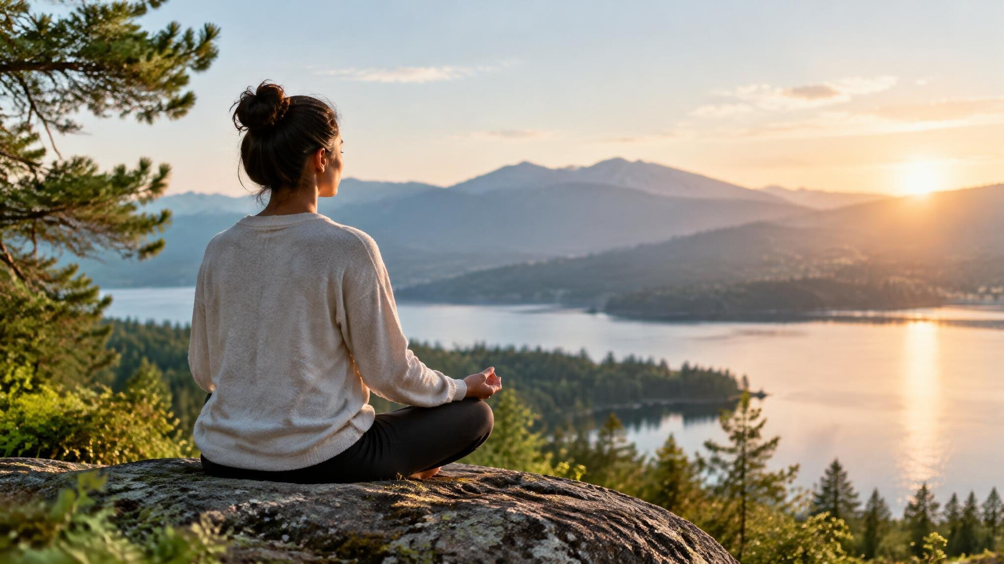 person meditating outdoors