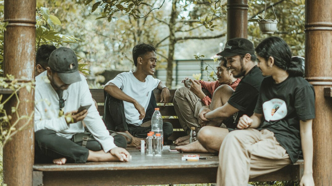 group of friends discussing