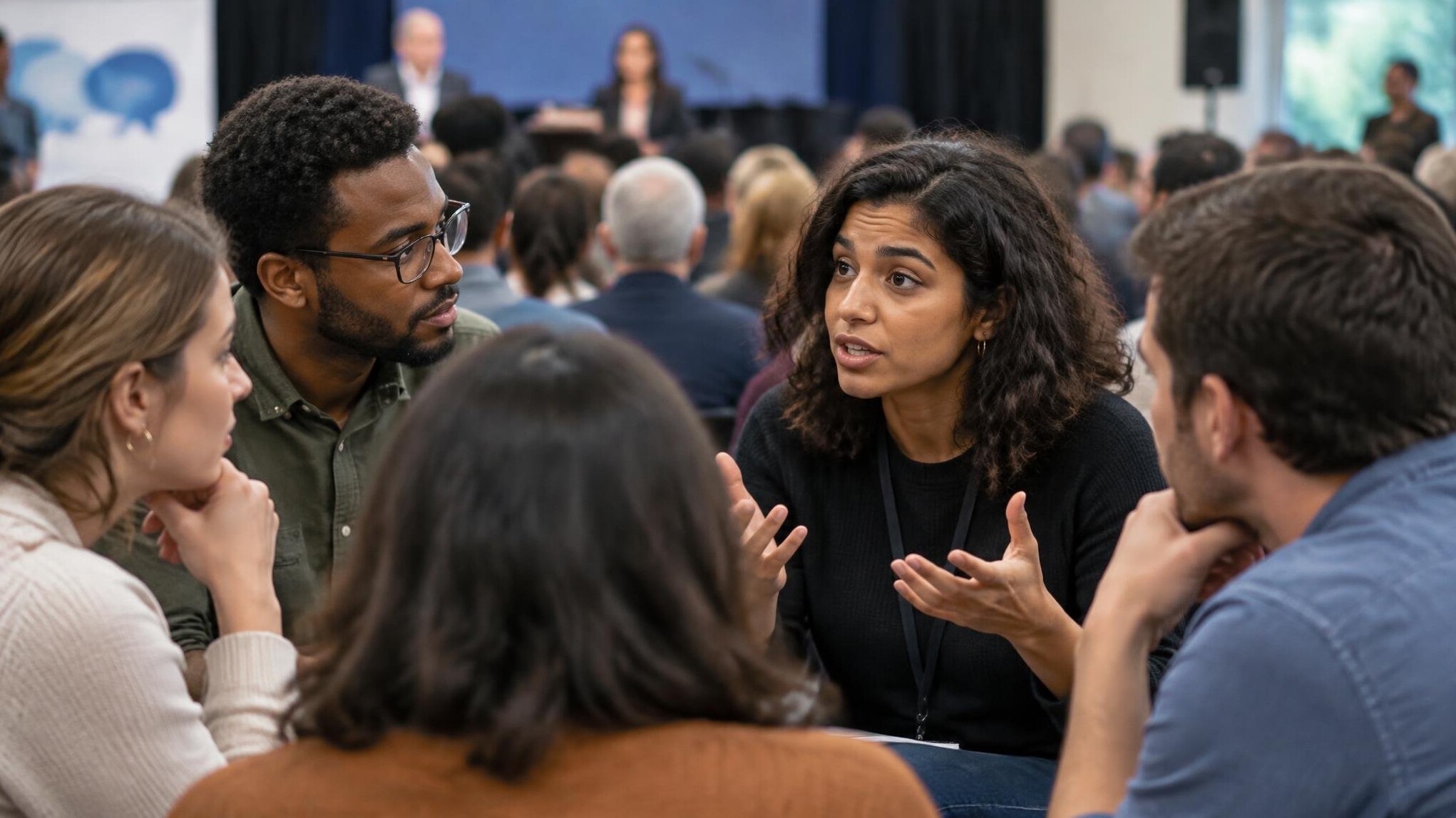 group of people discussing