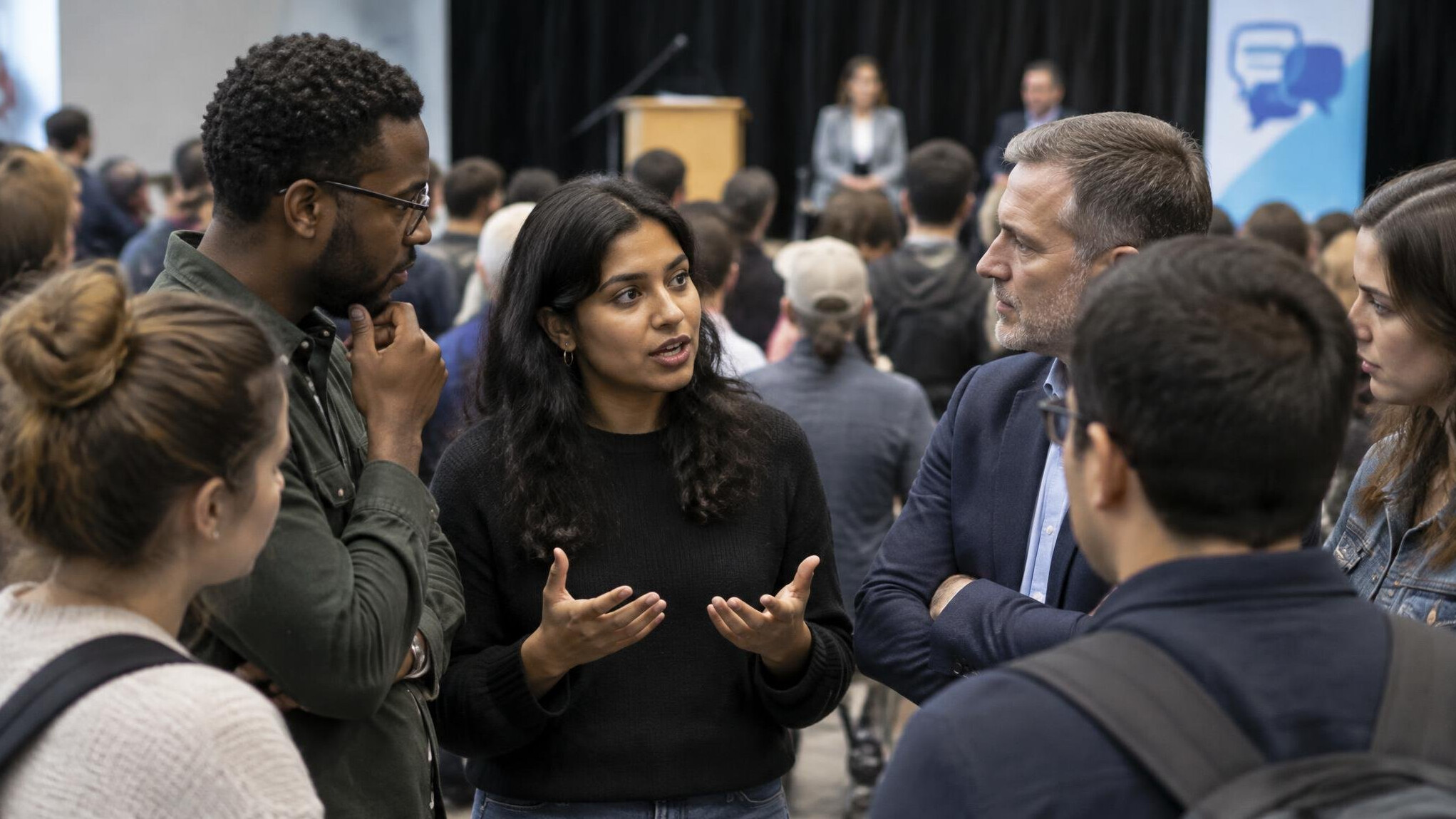 group of people discussing
