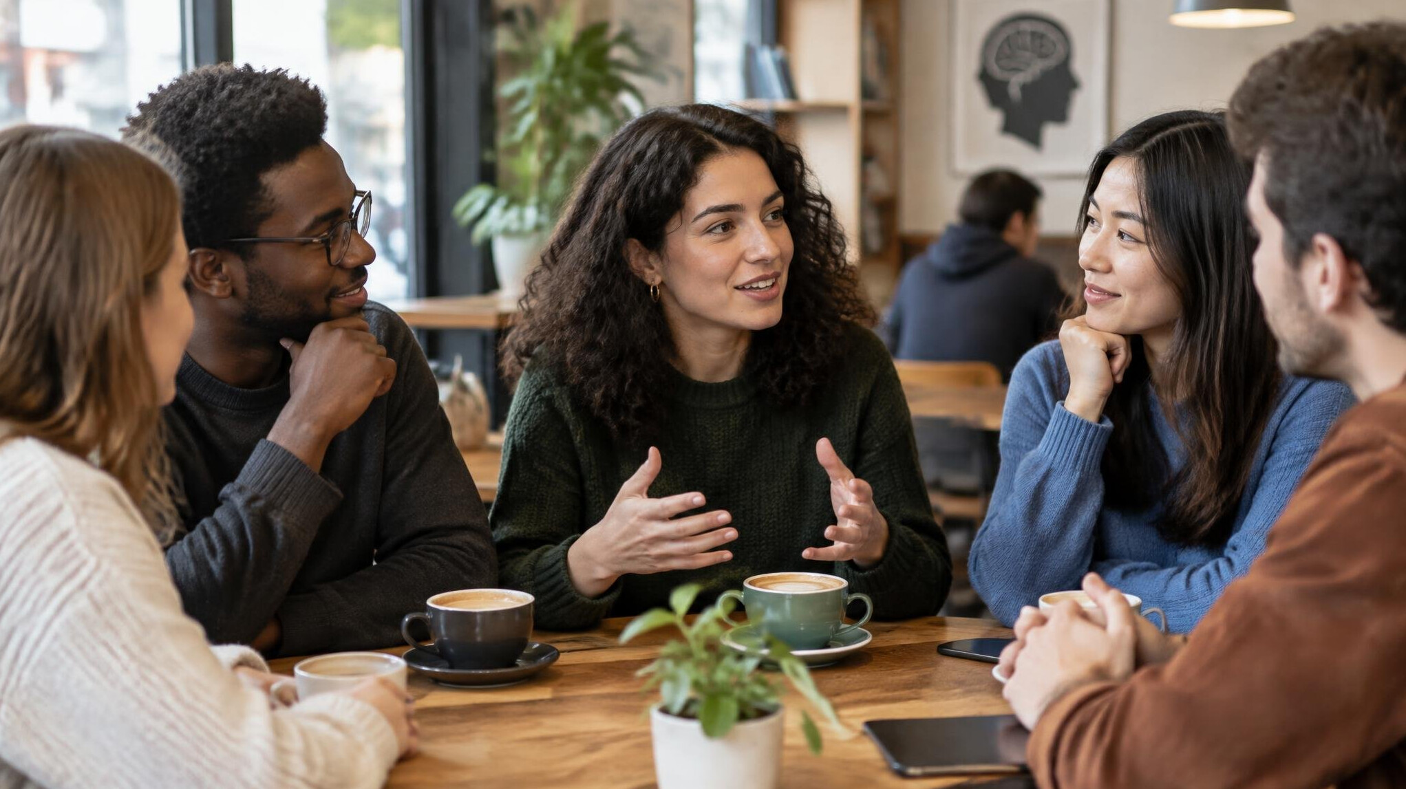 group of friends talking