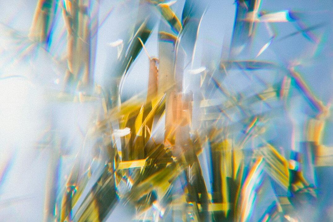 Abstract fragmented reflection in a broken mirror surface